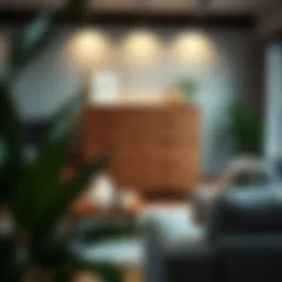 Stylish wooden drawer set in a modern living room