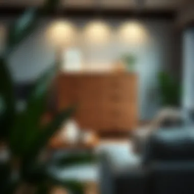 Stylish wooden drawer set in a modern living room