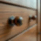 Close-up view of elegant wooden drawer pulls