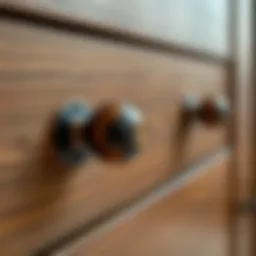 Close-up view of elegant wooden drawer pulls