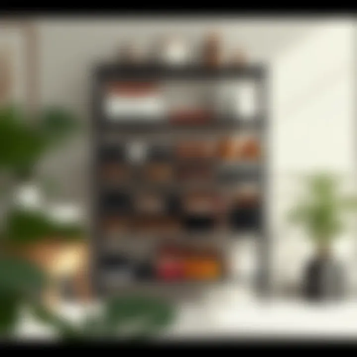 Artistic Shoe Rack with Aesthetic Appeal Shoe rack with decorative elements in a stylish room