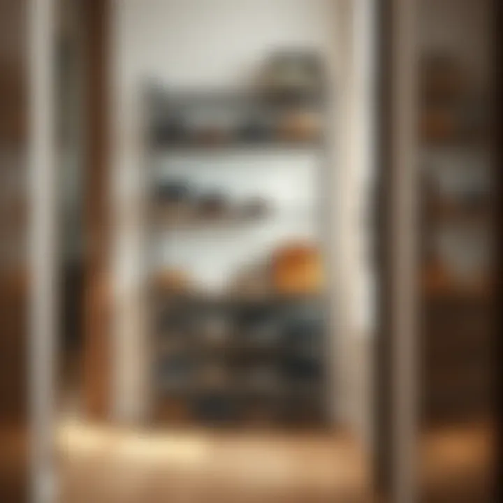 Contemporary Metal Shoe Organizer Modern metal shoe organizer in a hallway