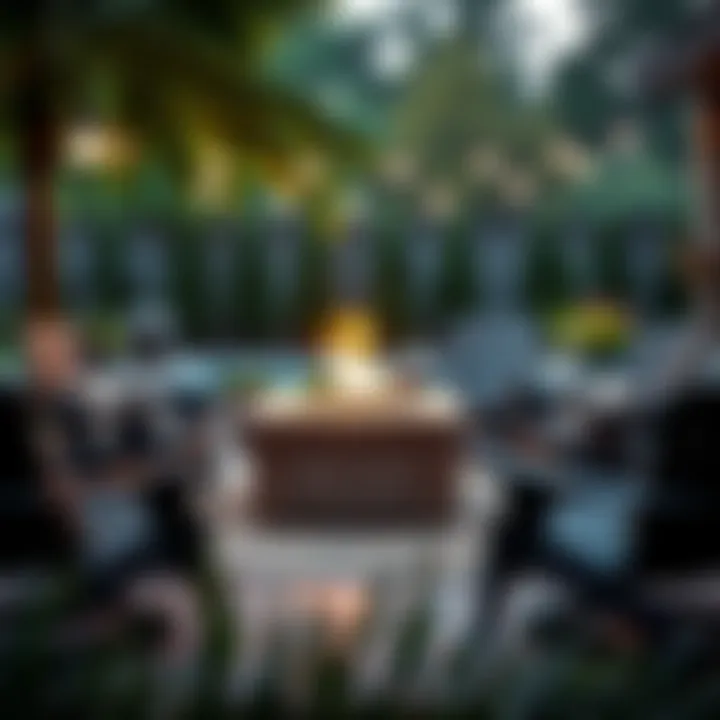 Contemporary Black Chairs Surrounding a Cozy Fire Pit Modern black outdoor chairs arranged around a fire pit