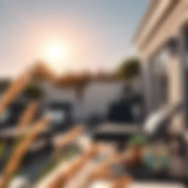 Chic Black Lounge Chairs Under the Sun Stylish black lounge chairs on a sunlit patio