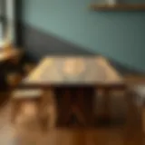 A beautifully crafted wooden table showcasing intricate grain patterns