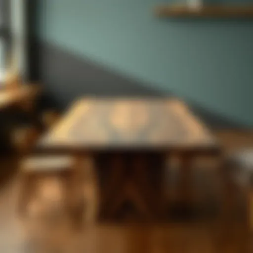 A beautifully crafted wooden table showcasing intricate grain patterns