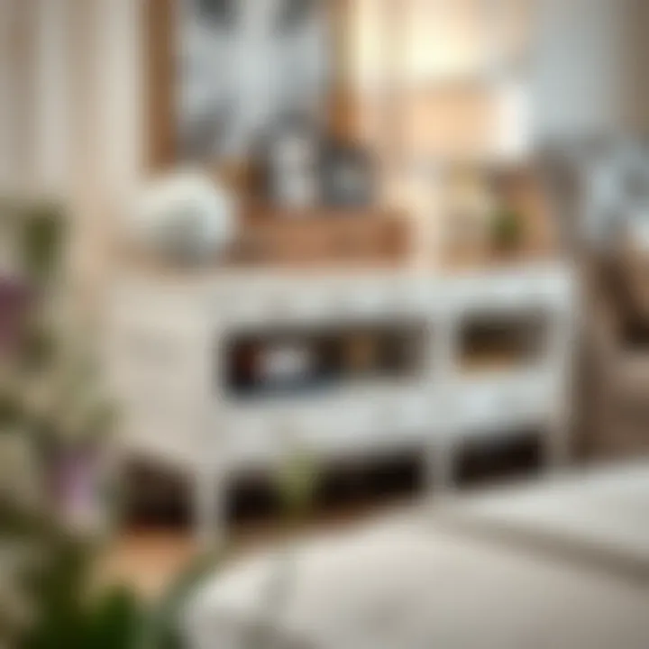 Stylishly Decorated White Nightstand An elegant white nightstand styled with decorative items, highlighting its versatility in decor