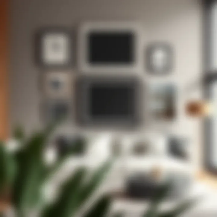 Gallery Wall Arrangement with Square Frames Modern interior showcasing large square frames in a gallery wall arrangement