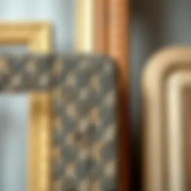 Textured Materials for Visual Interest Close-up of textured materials used in large square picture frames