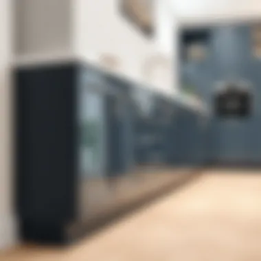 Contemporary base cabinet doors with glossy finish and minimalist hardware