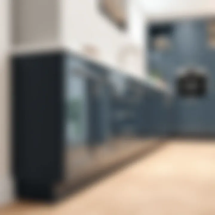 Contemporary base cabinet doors with glossy finish and minimalist hardware