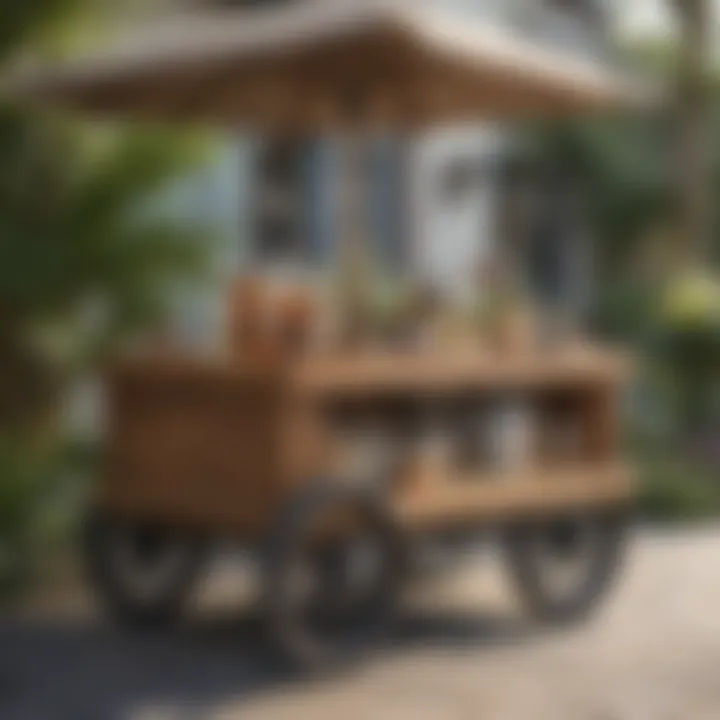 Craftsmanship and Sustainability in Outdoor Cart Design A close-up of an outdoor cart made of sustainable materials, highlighting craftsmanship and durability.