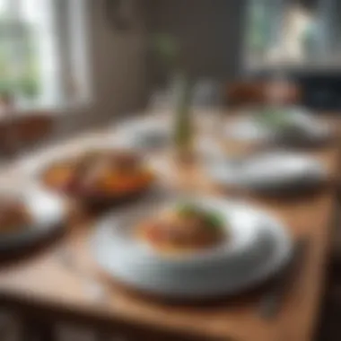 A beautifully arranged table with big dinner plates