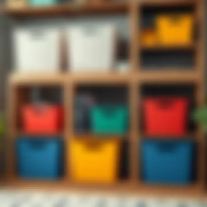 Organized Shelves with Colorful 11x11 Cube Organizer Bins Organized shelves with colorful 11x11 cube organizer bins