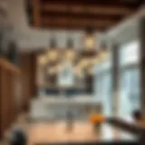 Elegant Cluster of Pendant Lights Elegant cluster of pendant lights above a kitchen island