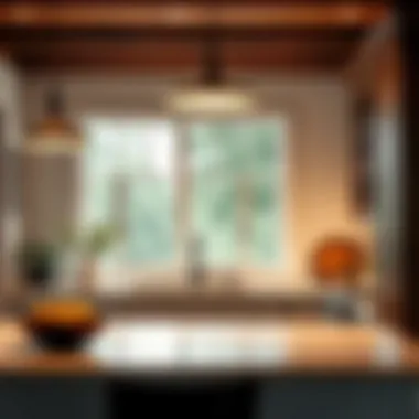 Strategic Pendant Lighting Placement Well-lit kitchen area featuring strategic pendant lighting placement