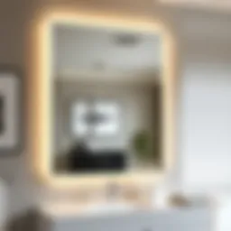 Modern frameless large bathroom mirror reflecting stylish decor