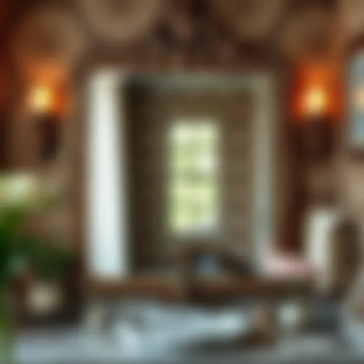 Vintage Intricate Bathroom Mirror Vintage large bathroom mirror with intricate detailing