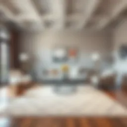 Elegant 6 x 9 farmhouse area rug in a modern living room