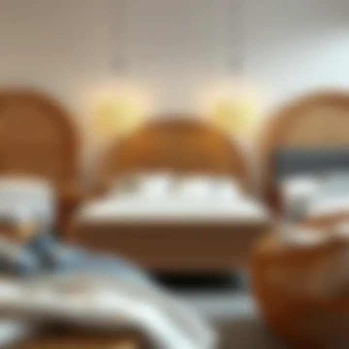 Diverse styles of woven wood bed frames displayed together