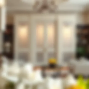 Interior view showcasing frosted pantry doors