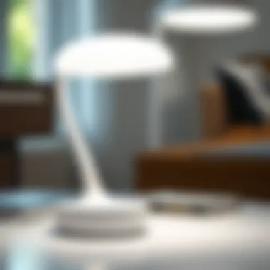 Chic Design Features of a USB Table Lamp Close-up of the design details of a white USB table lamp