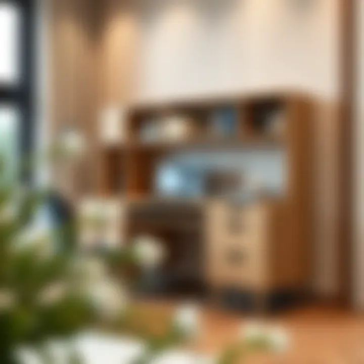 Elegant wooden 5 ft desk with integrated drawers