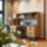 Sophisticated Wooden Desk Design Elegant wooden 5 ft desk with integrated drawers