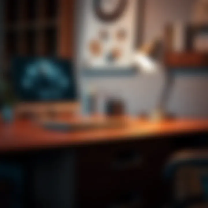 Close-up of ergonomic details on a 5 ft desk