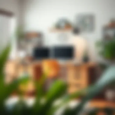 Modern workspace featuring a 5 ft desk with organized drawers