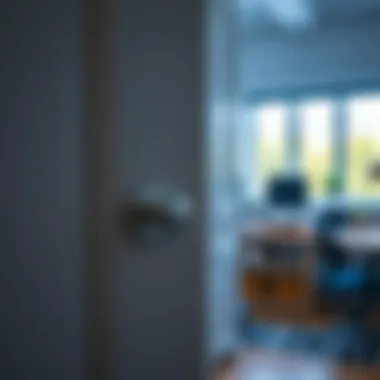 An organized workspace with functional cupboard hardware