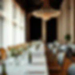 Elegant long white foldable table set for a sophisticated event