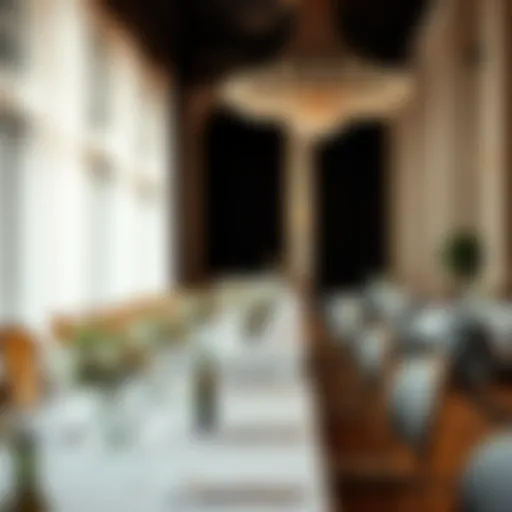 Elegant long white foldable table set for a sophisticated event