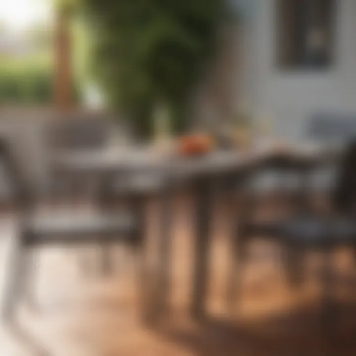 Close-up of high-quality materials used in a five-piece patio dining set