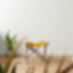 Elegant design of a small folding chair in a minimalist setting