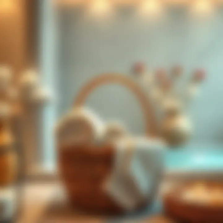 Chic Decorative Basket in Spa Ambiance Chic decorative basket enhancing spa ambiance