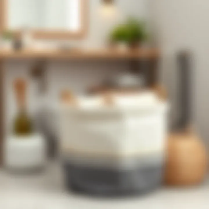 Stylish Modern Fabric Basket in Bathroom Modern fabric basket in a stylish bathroom setting