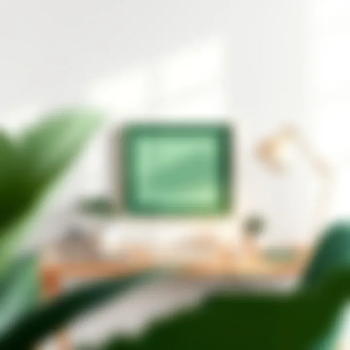 Stylish desk setup with an 8x10 green frame